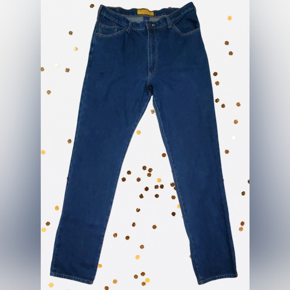 Real Ranch Jeans Mens 36X38 Dark Blue Wash Lower Rise Relaxed Fit 100% Cotton